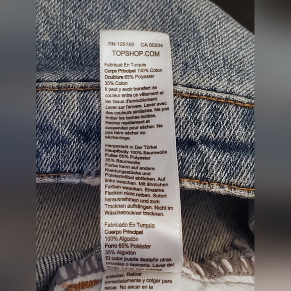 Topshop High Rise Mom Jeans Mid-Blue Wash Size W30 L32 - Picture 3 of 9